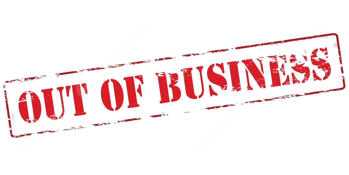 An out of business sign